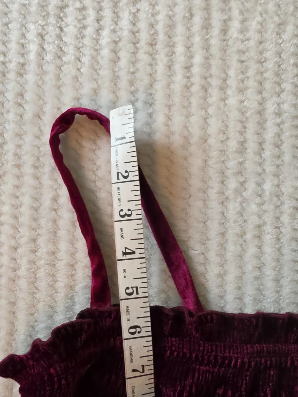 Frankee & Skylarr Smocked Velvet Cami Top in Deep Burgundy Brand New